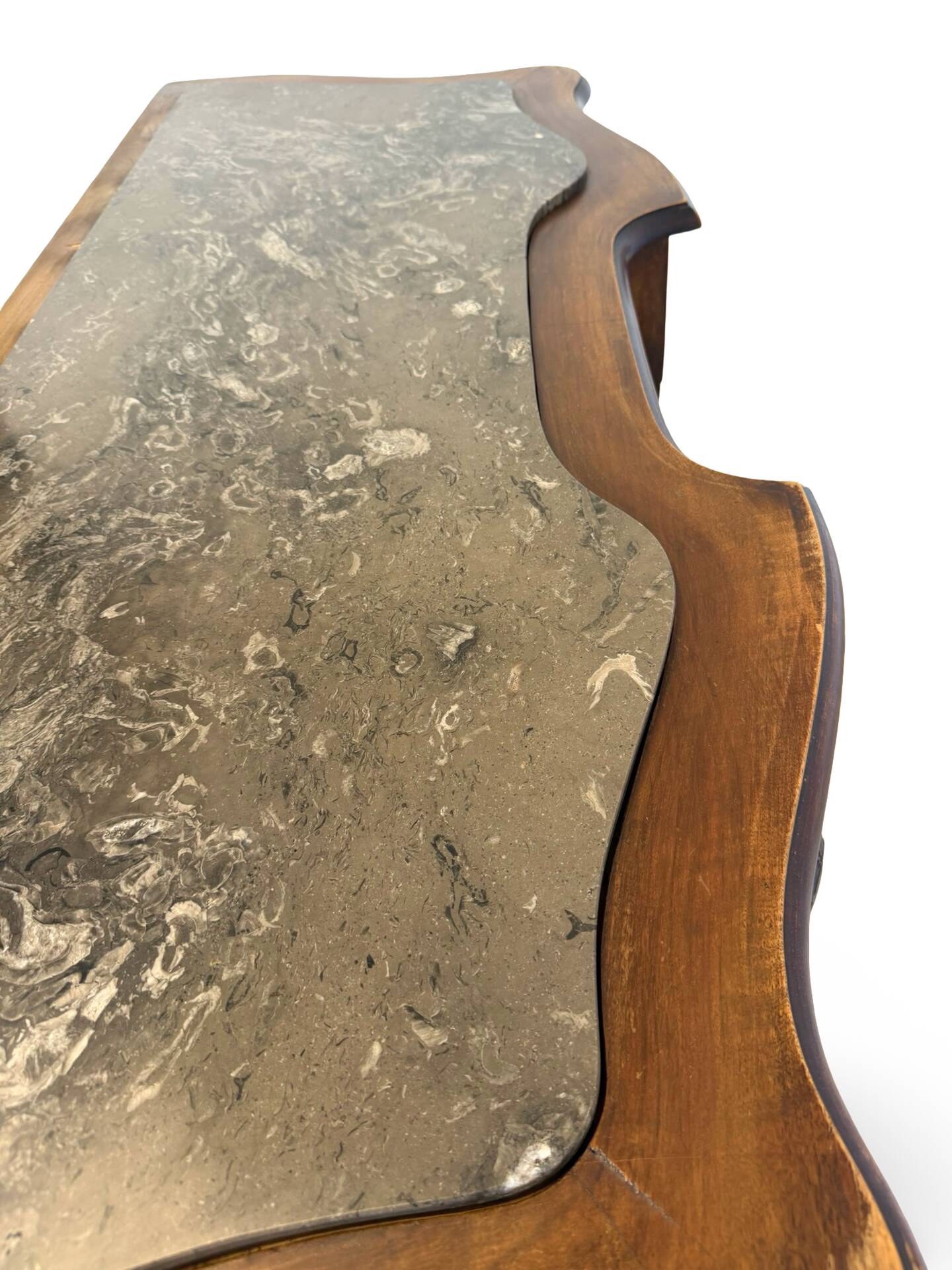 serpentine commode in antique walnut