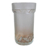 1950s Italian Pressed Glass Vase With Leaf Pattern