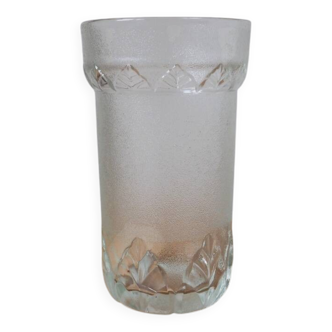 1950s Italian Pressed Glass Vase With Leaf Pattern