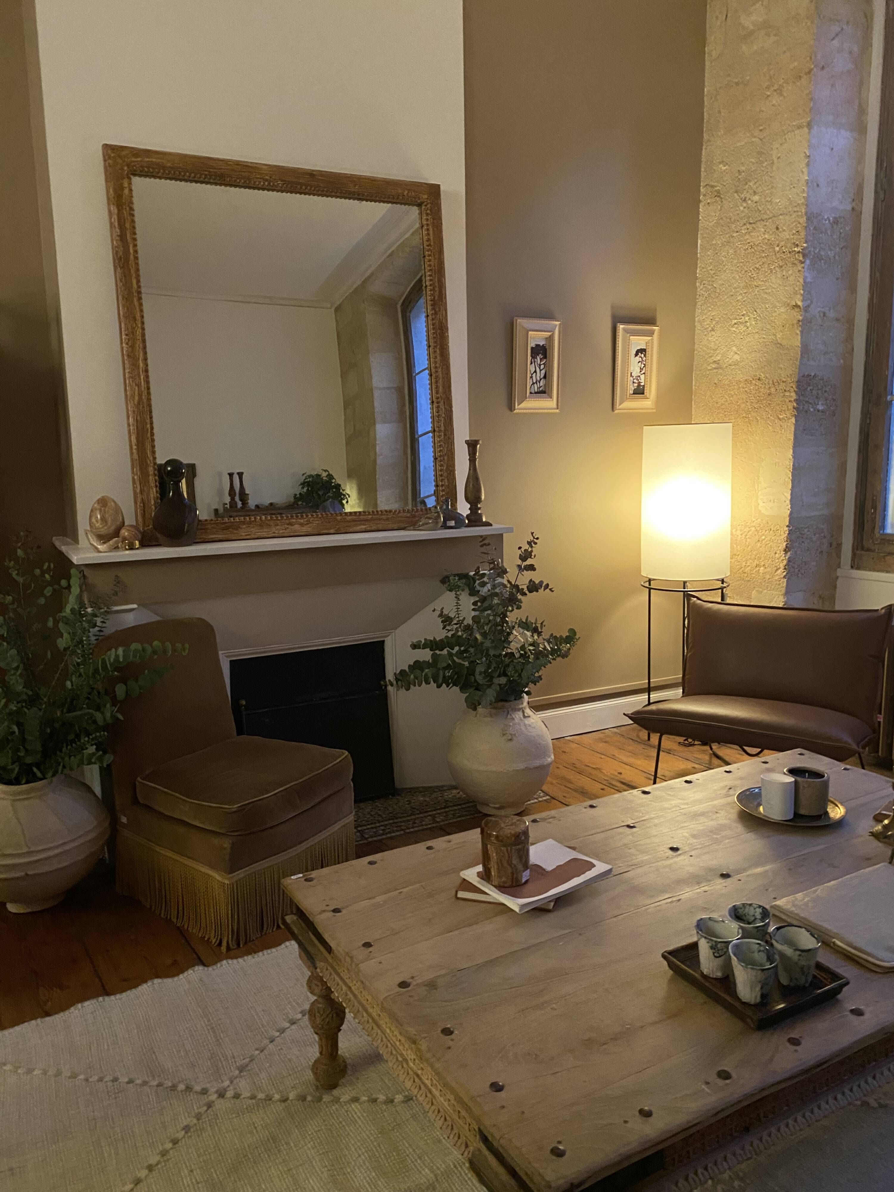 Carved wooden frame mirror