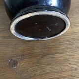 Etienne Noel modernist vase in Dieulefit 1950 in black enamel earthenware