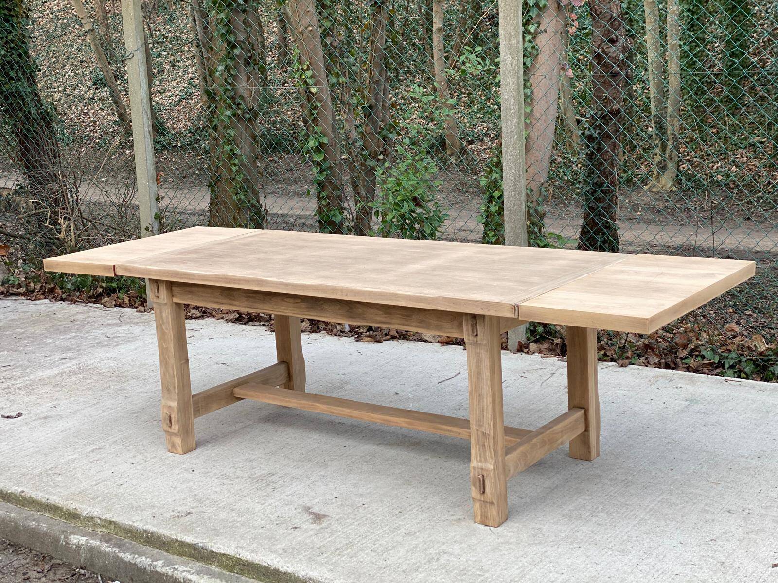 Renovated extendable farmhouse table in raw oak 255cm