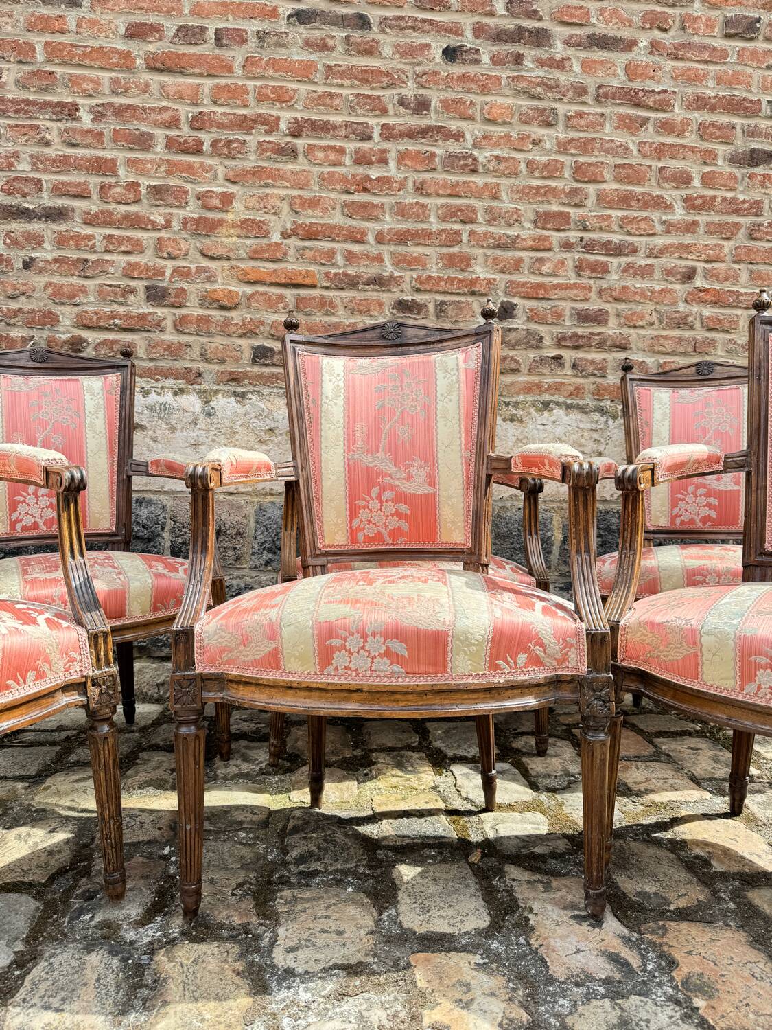 Suite Of Six Armchairs In Natural Wood From Louis XVI XVIII Eme Century