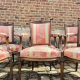 Suite Of Six Armchairs In Natural Wood From Louis XVI XVIII Eme Century