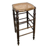 High stool with cane seat