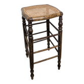 High stool with cane seat