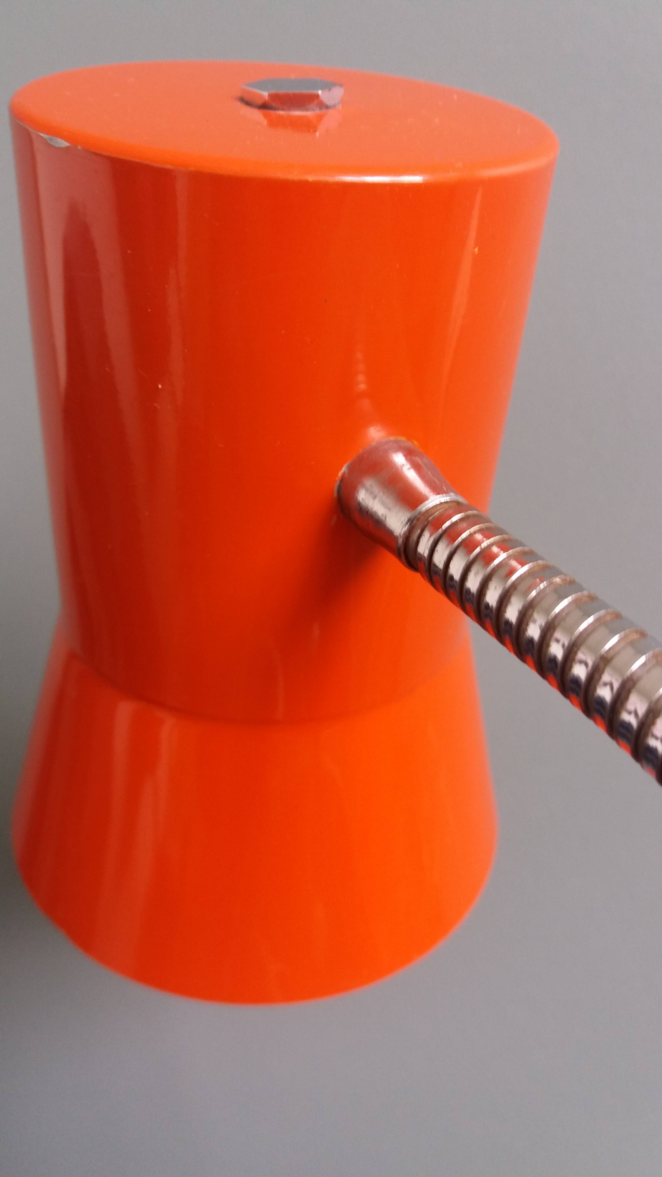 Lampe de bureau flexible années 70 orange