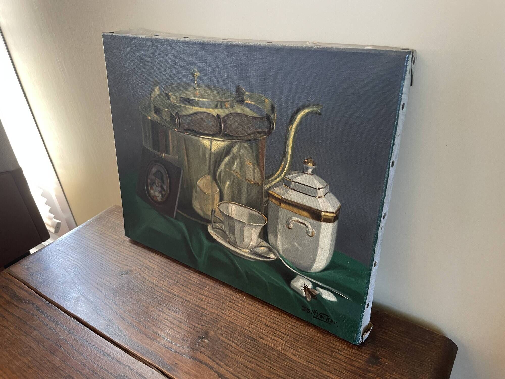 Oil painting on canvas jb maurice vecker (1896-1998) still life