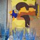 Nine colored art-deco glasses 40s
