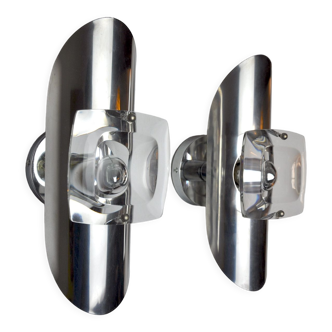 Pair of oscar torlasco wall lights, murano glass, italy, 1970