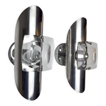 Pair of oscar torlasco wall lights, murano glass, italy, 1970