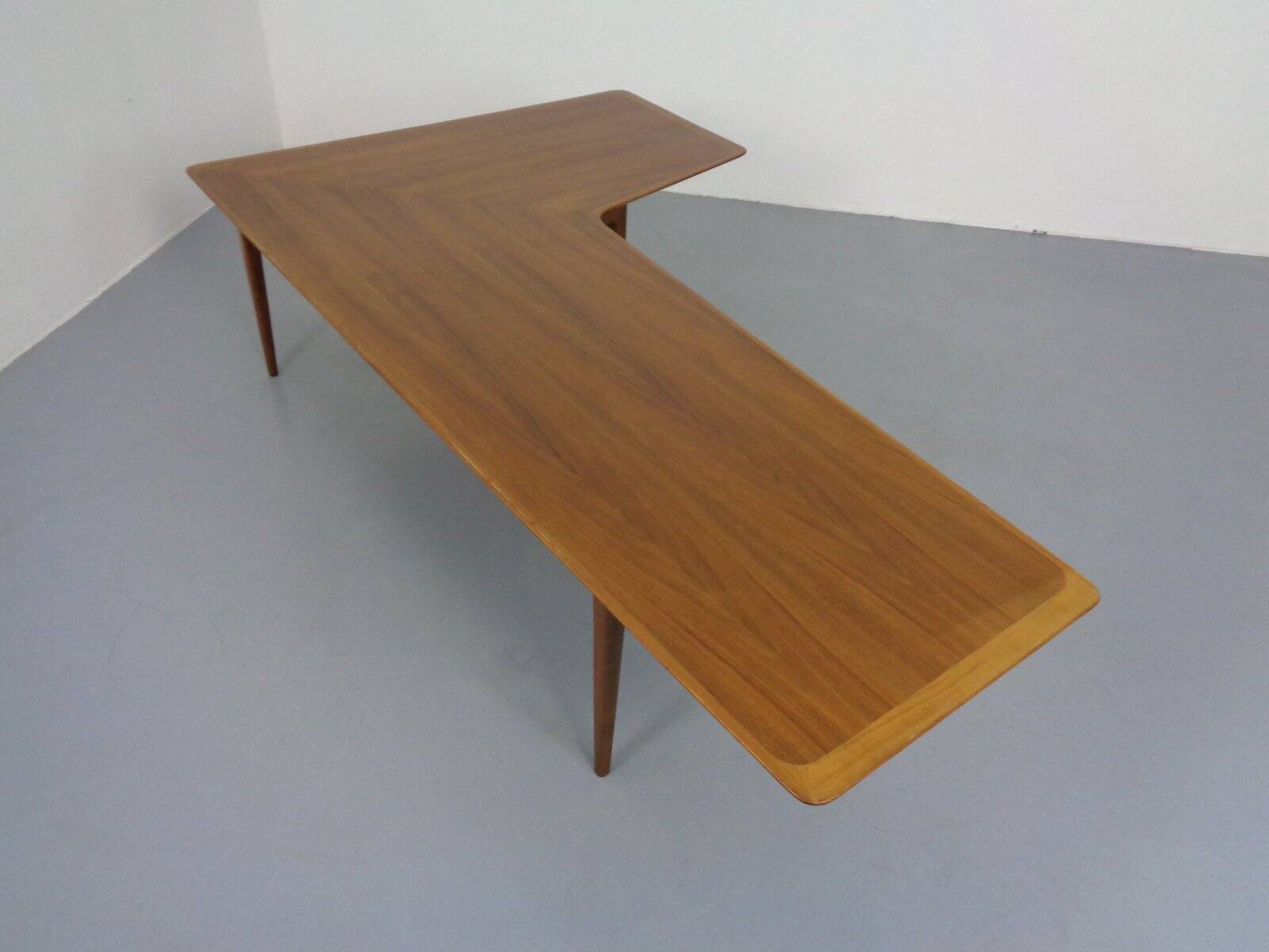 Large Danish Boomerang Teak Coffee Table, 1960s