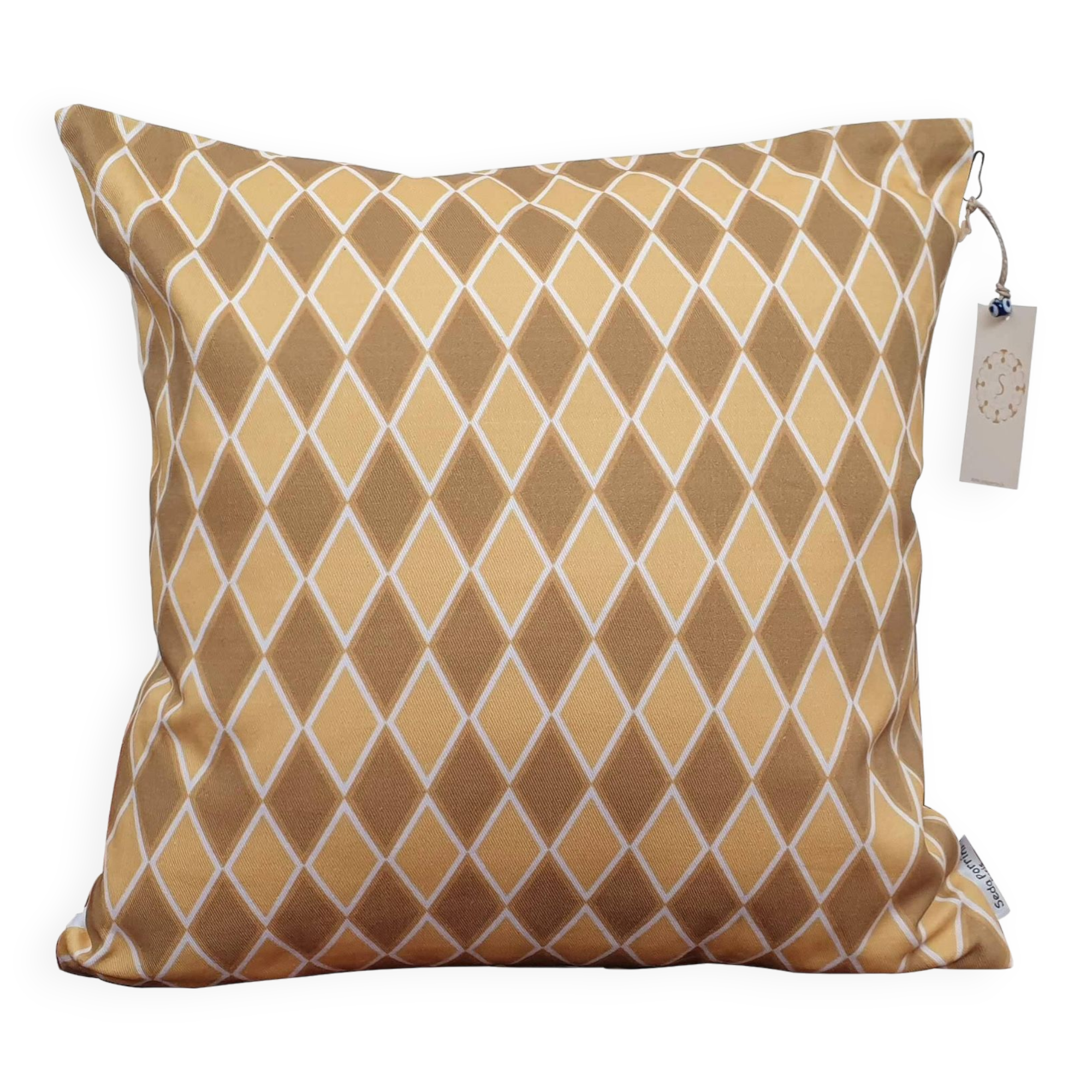 Housse de coussin motif géométrique ambre - 40 x 40