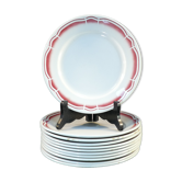 11 assiettes plates badonviller rouge no digoin