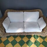 Wicker and rattan sofa with curves