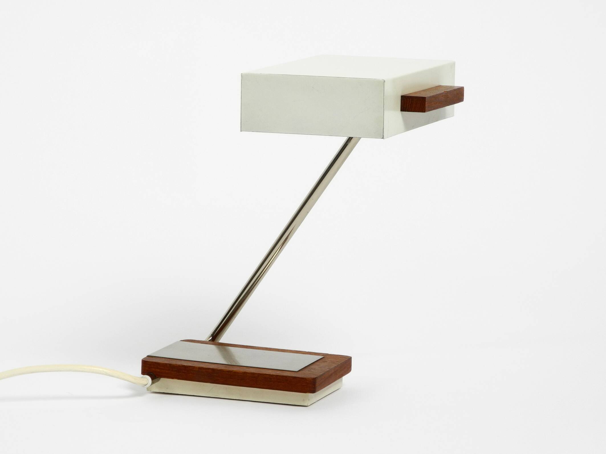Rare original 1960s Kaiser Leuchten light metal teak table lamp