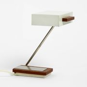 Lampe de table en métal léger en teck Kaiser Leuchten des années 1960.