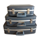 Set of three grey air hostess suitcases / vintage 60s-70s