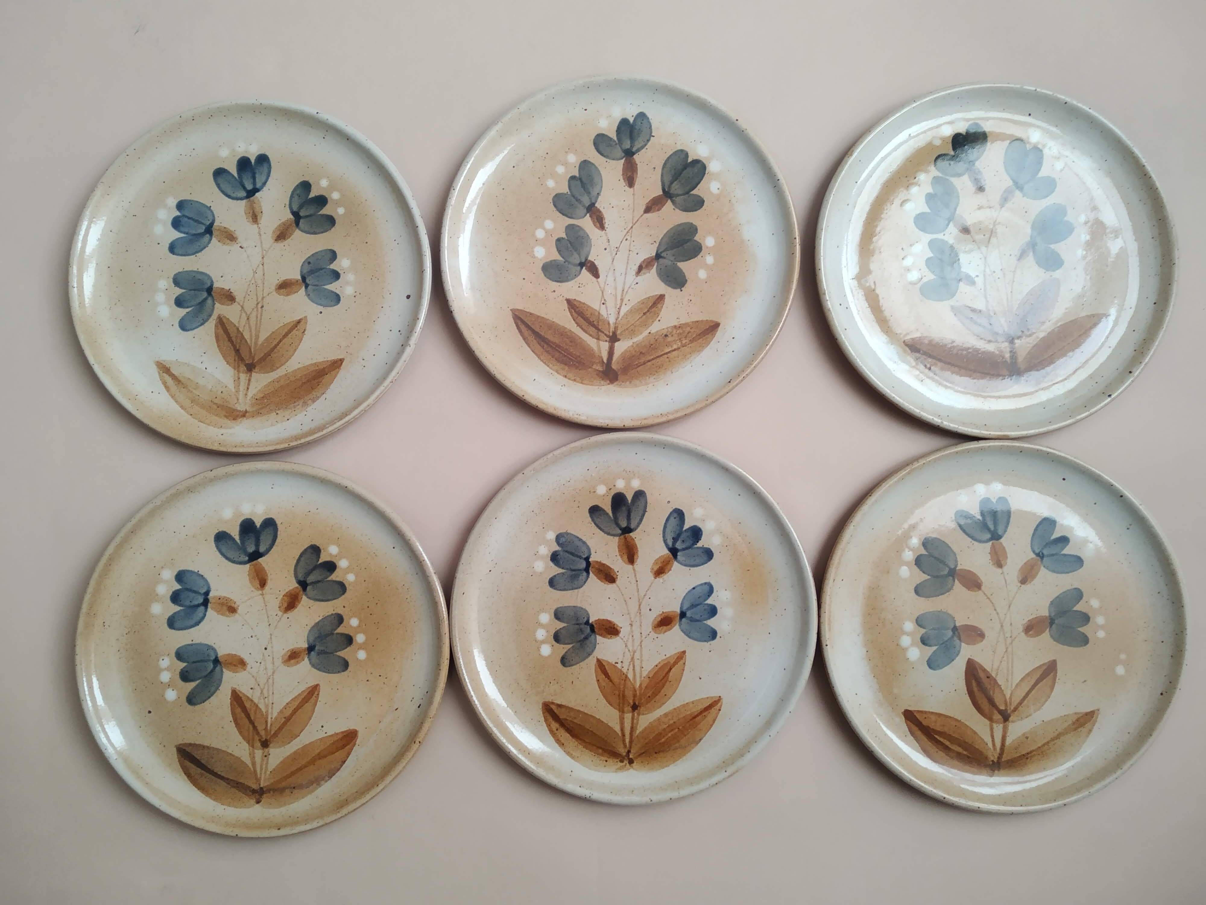 6 Vintage Grès du Marais dessert plates
