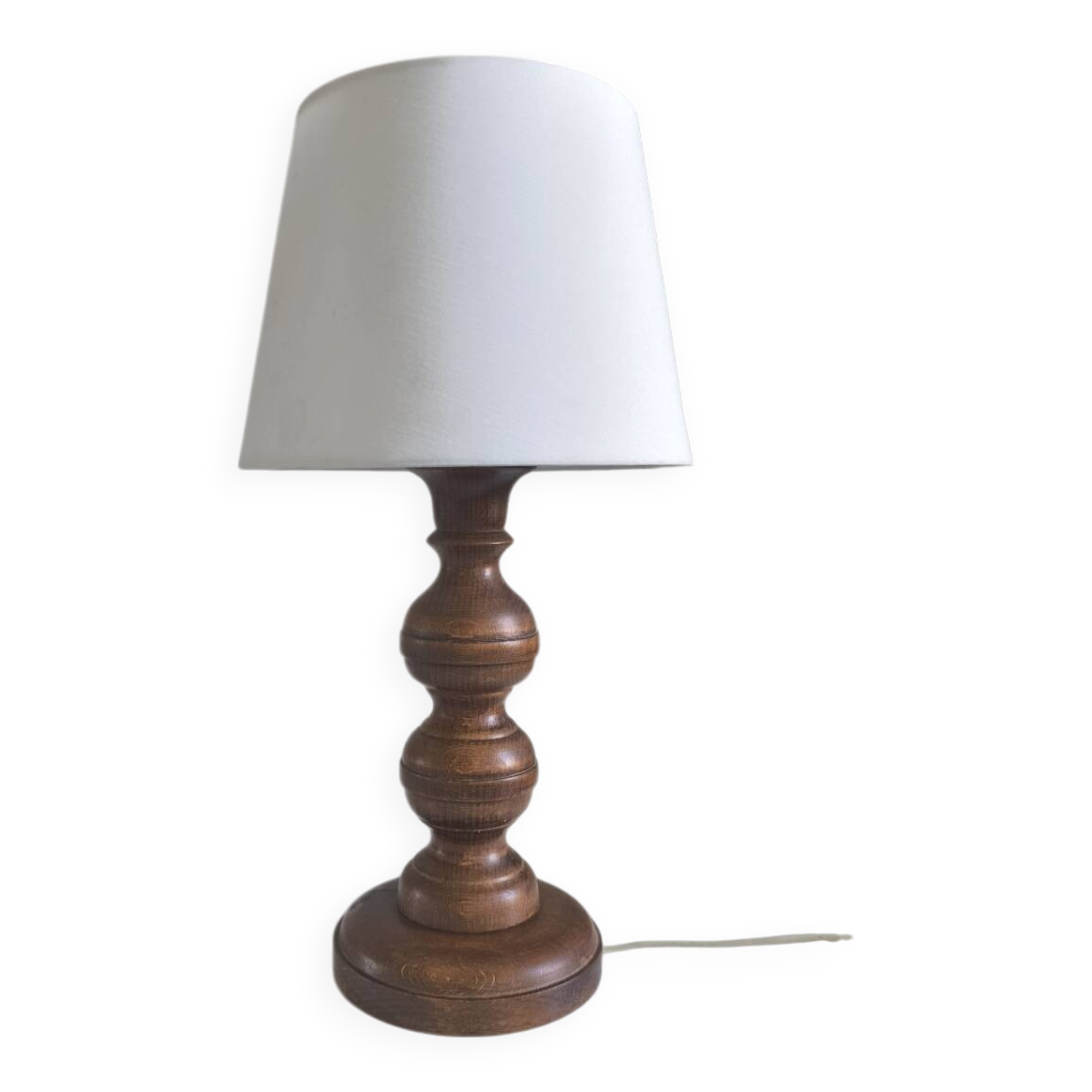 1950s turned wood table lamp
