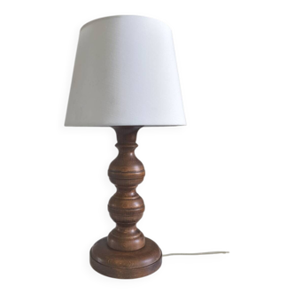 1950s turned wood table lamp