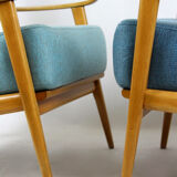 Mid-Century Scandinavian Blue & Turquoise Armchairs, 1960s, Set of 2