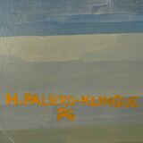 Modernist painting seen from Antibes Trident beach 70s Paliero Klingue