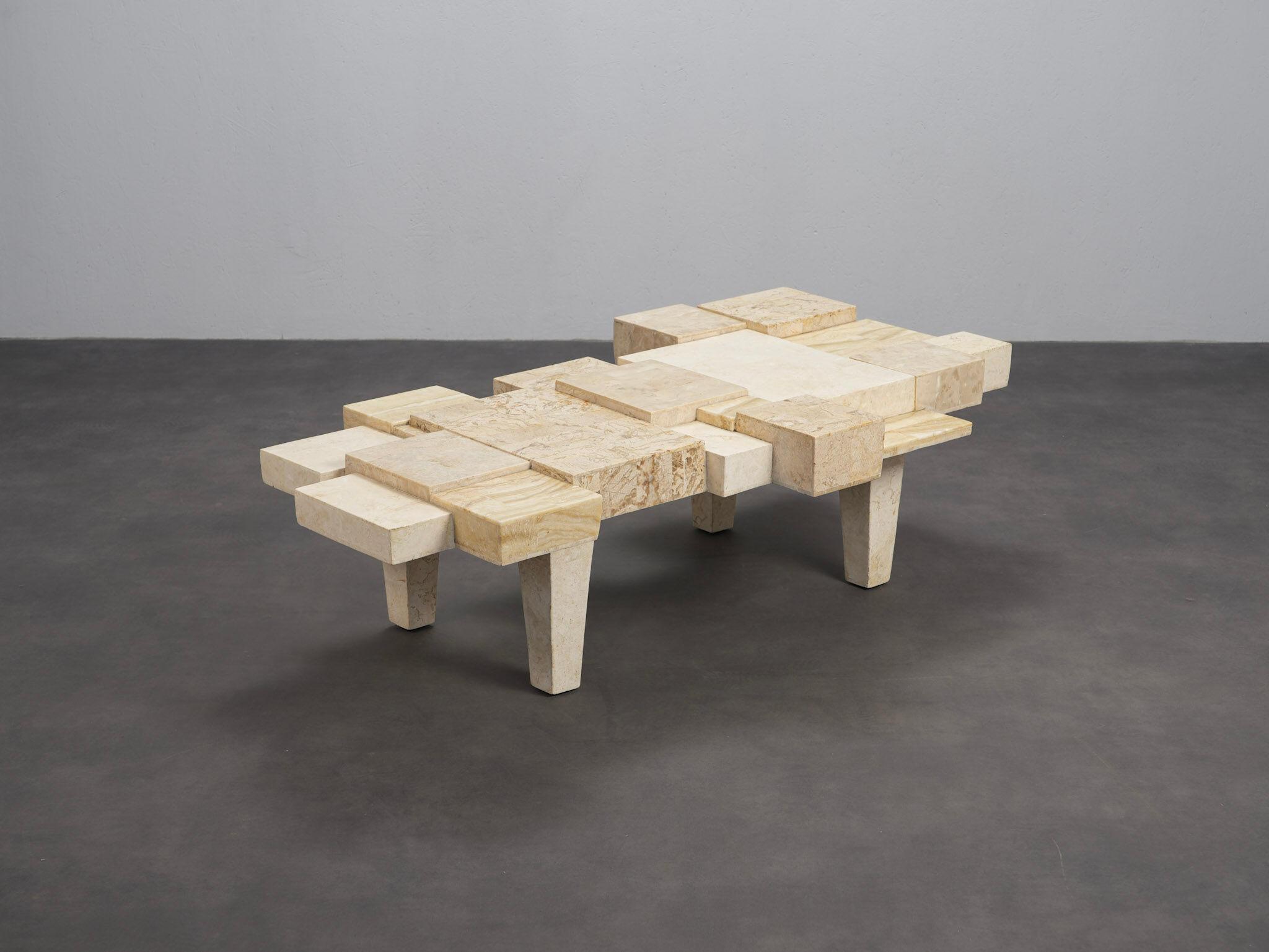 Rare architectural travertine coffee table, Belgium, 1970s