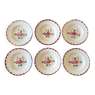6 old Longchamp earthenware soup plates