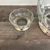 Crystal and silver-plated metal salad bowl and ramekin
