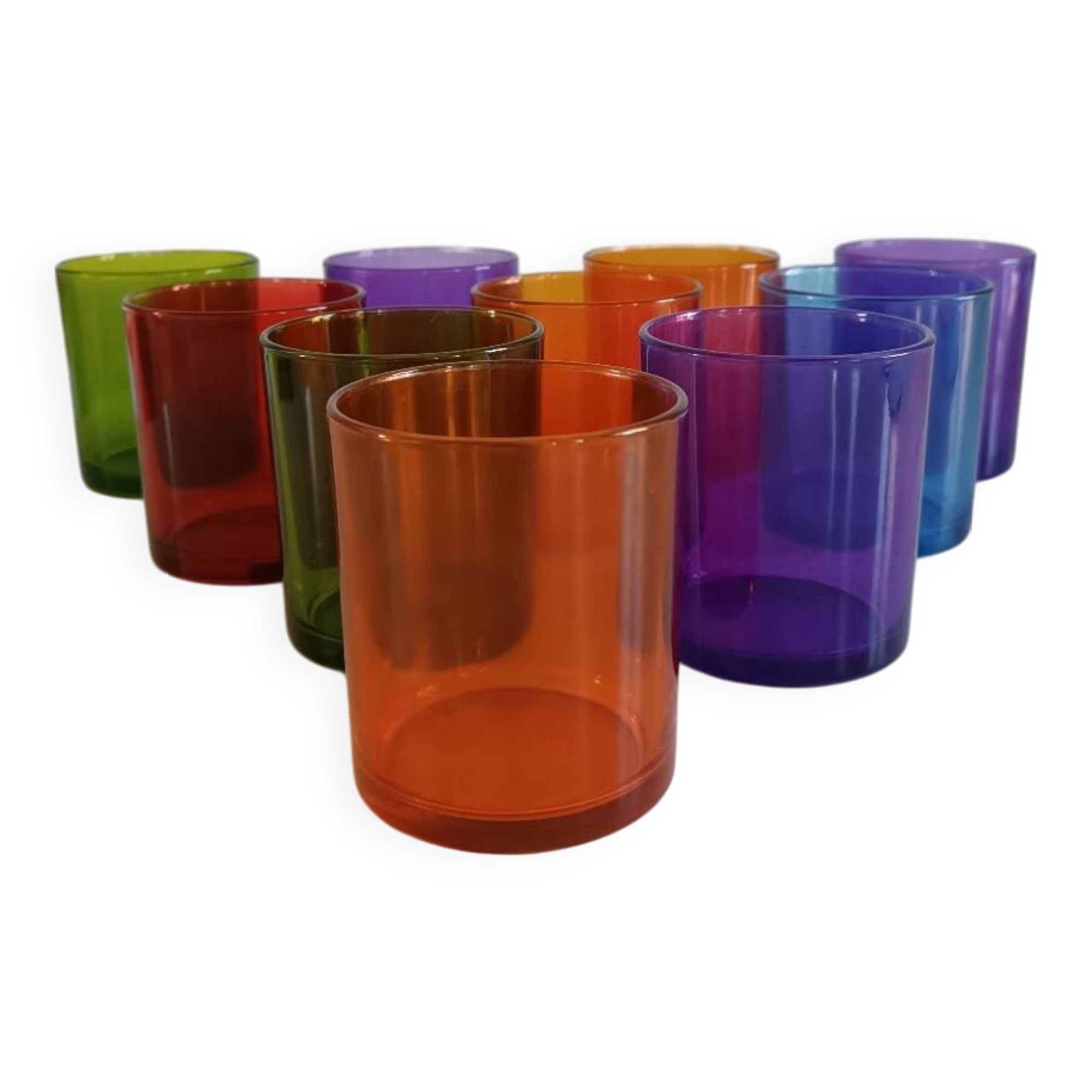 Set of 10 multi-colored water glasses Italy 1980