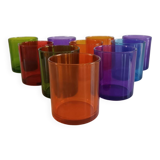Set of 10 multi-colored water glasses Italy 1980