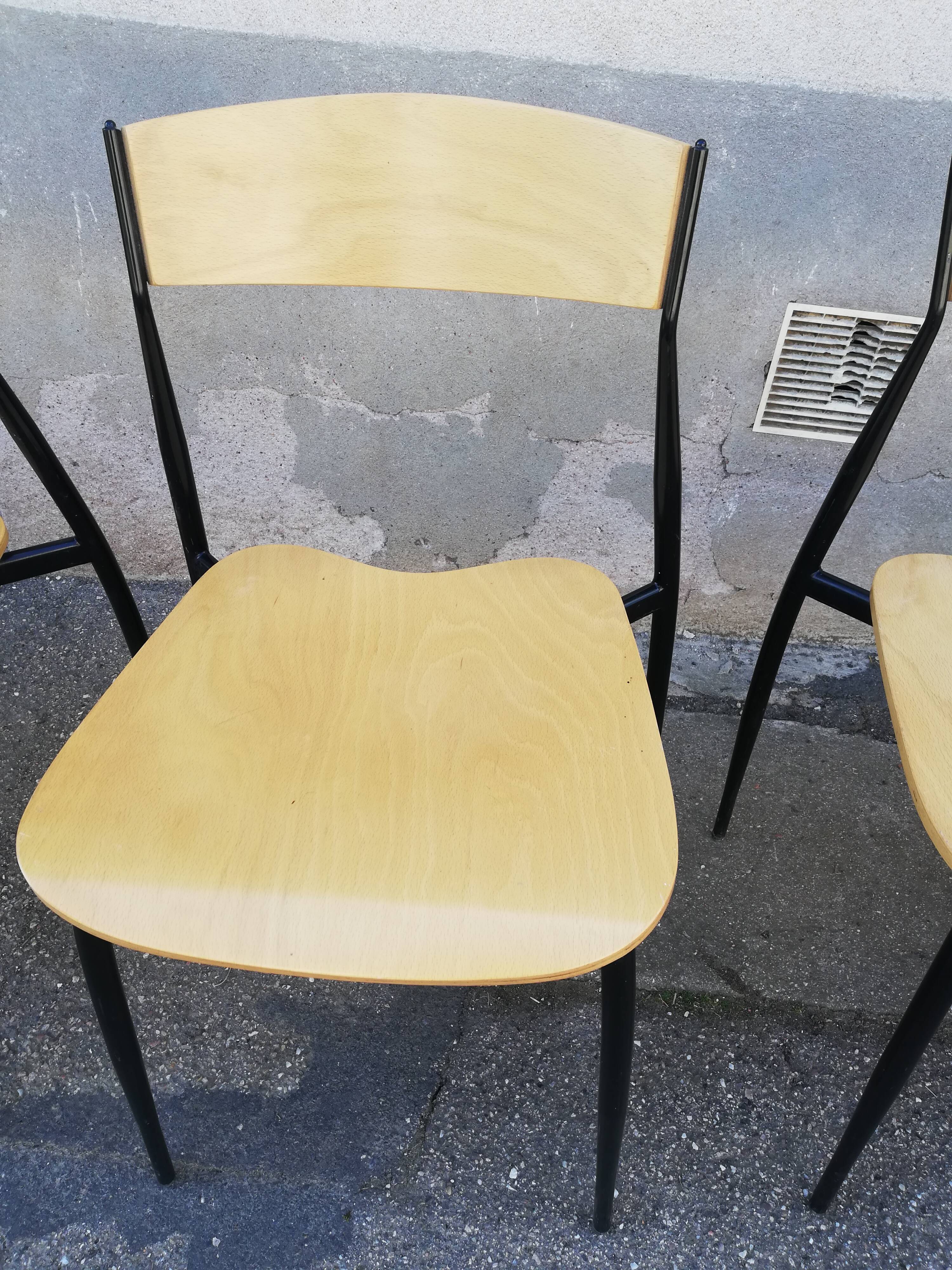 Set de 6 chaises vintage métal et bois