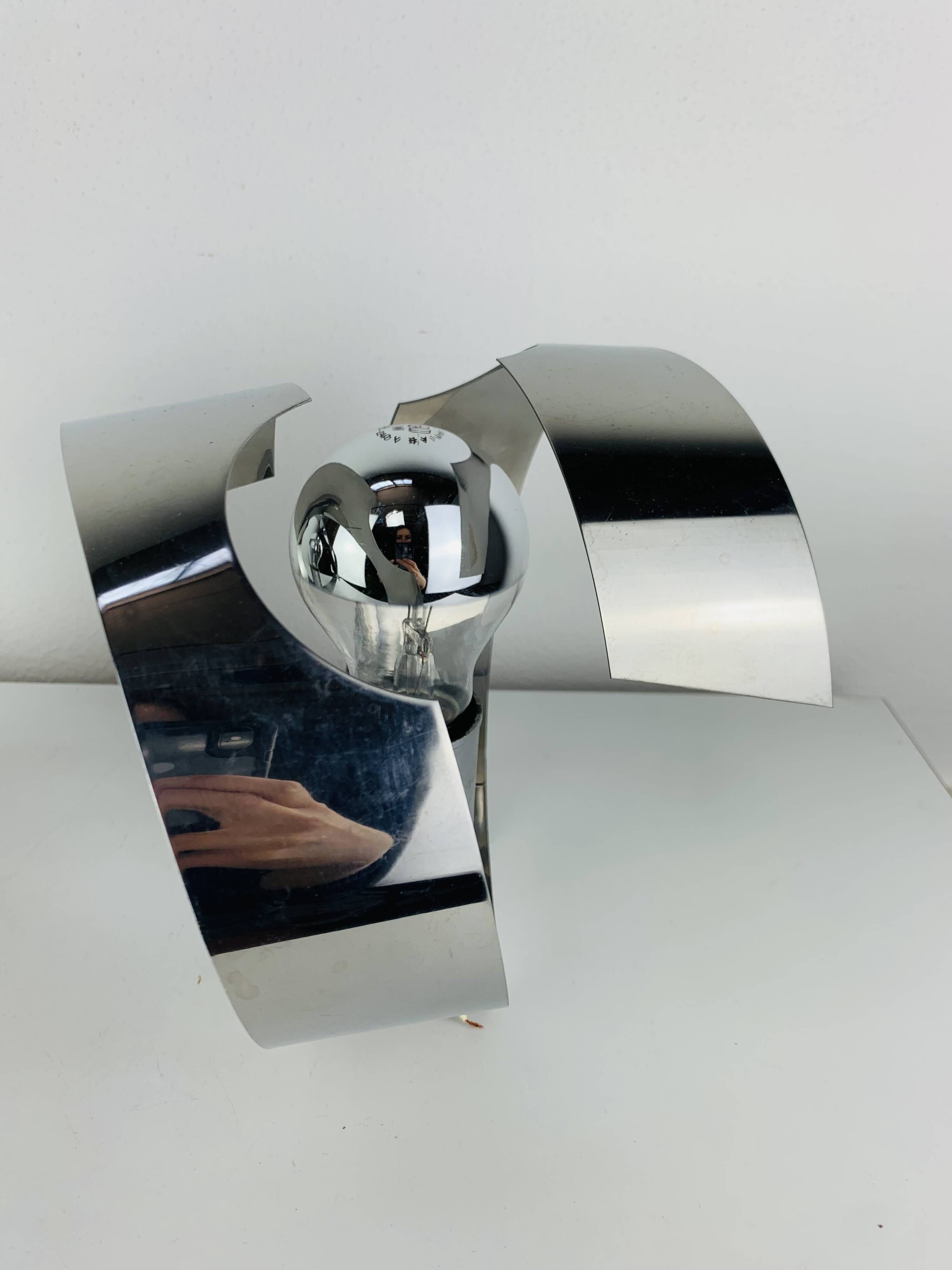 Pair of chrome spiral wall lights from the seventies/Space Age, 1970s.