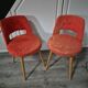 lot de 2 chaises fauteuil vintage en moumoute rouge usé
