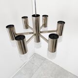 Chrome and glass chandelier, 1970s