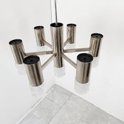 Lustre en chrome et verre, années 1970