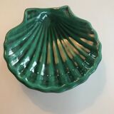 Green glazed ceramic scallop shell dish marked III