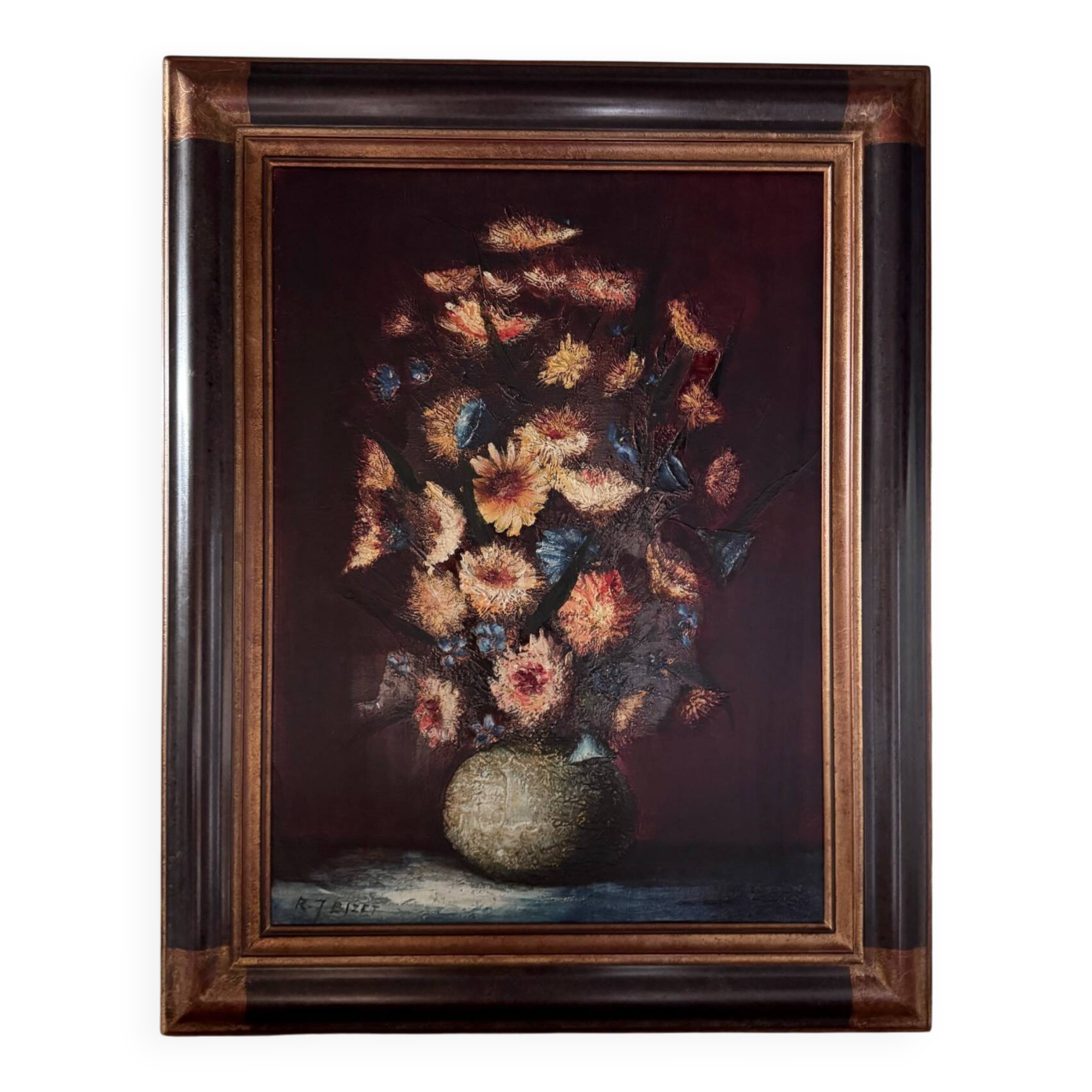 Still life with flowers by Raymond-Jean Bizet 20th century