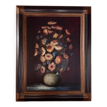 Still life with flowers by Raymond-Jean Bizet 20th century