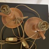Pair of turned wooden lamp bases from the 60s