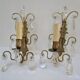 Pair of wall lamps patinated gilded bronze and early twentieth century glass grapevines