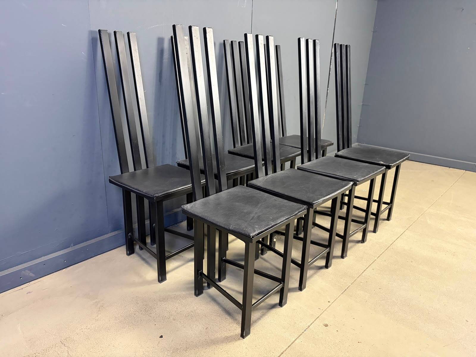 Vintage postmodern dining chairs set of 8, 1980s