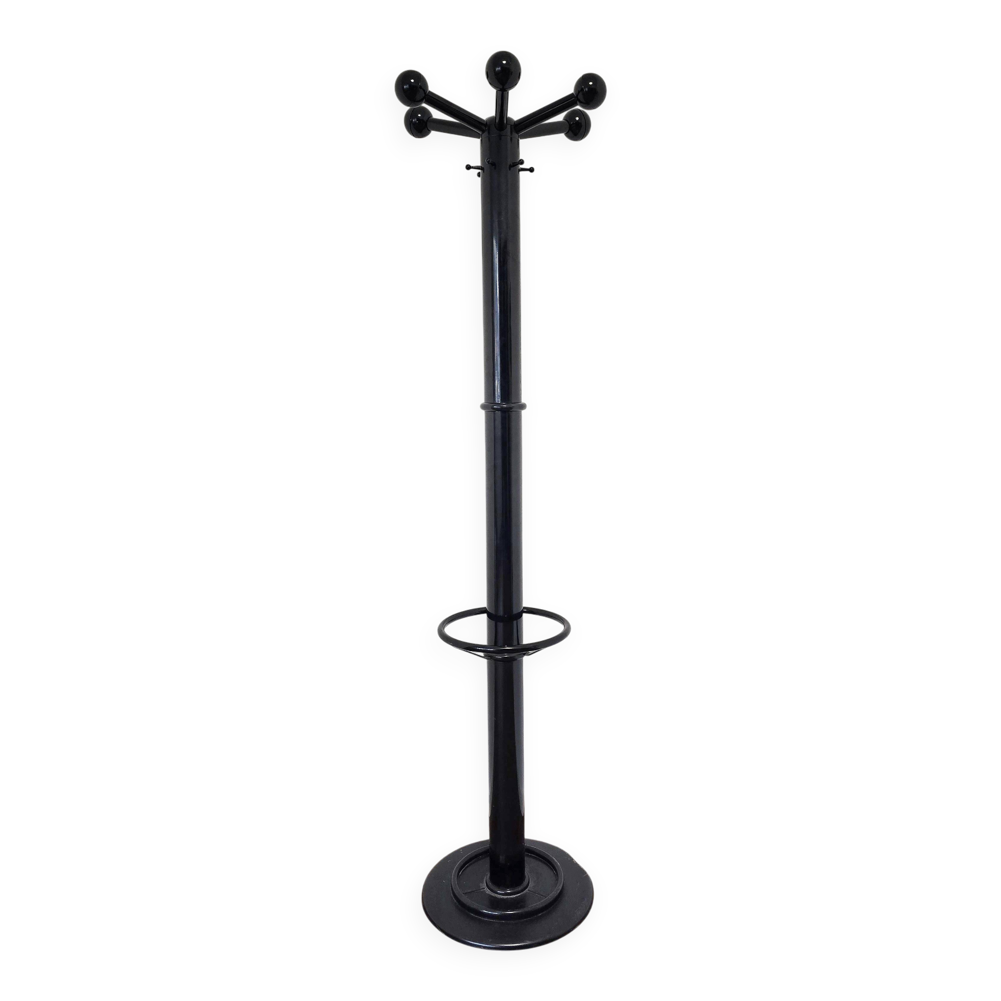 80s Stylish Black Coat Rack and Umbrella Stand