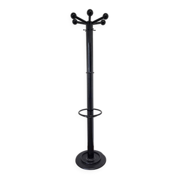 80s Stylish Black Coat Rack and Umbrella Stand