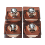 Series of 4 square wall sconces in Plexiglas and metal, 1970