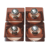 Series of 4 square wall sconces in Plexiglas and metal, 1970