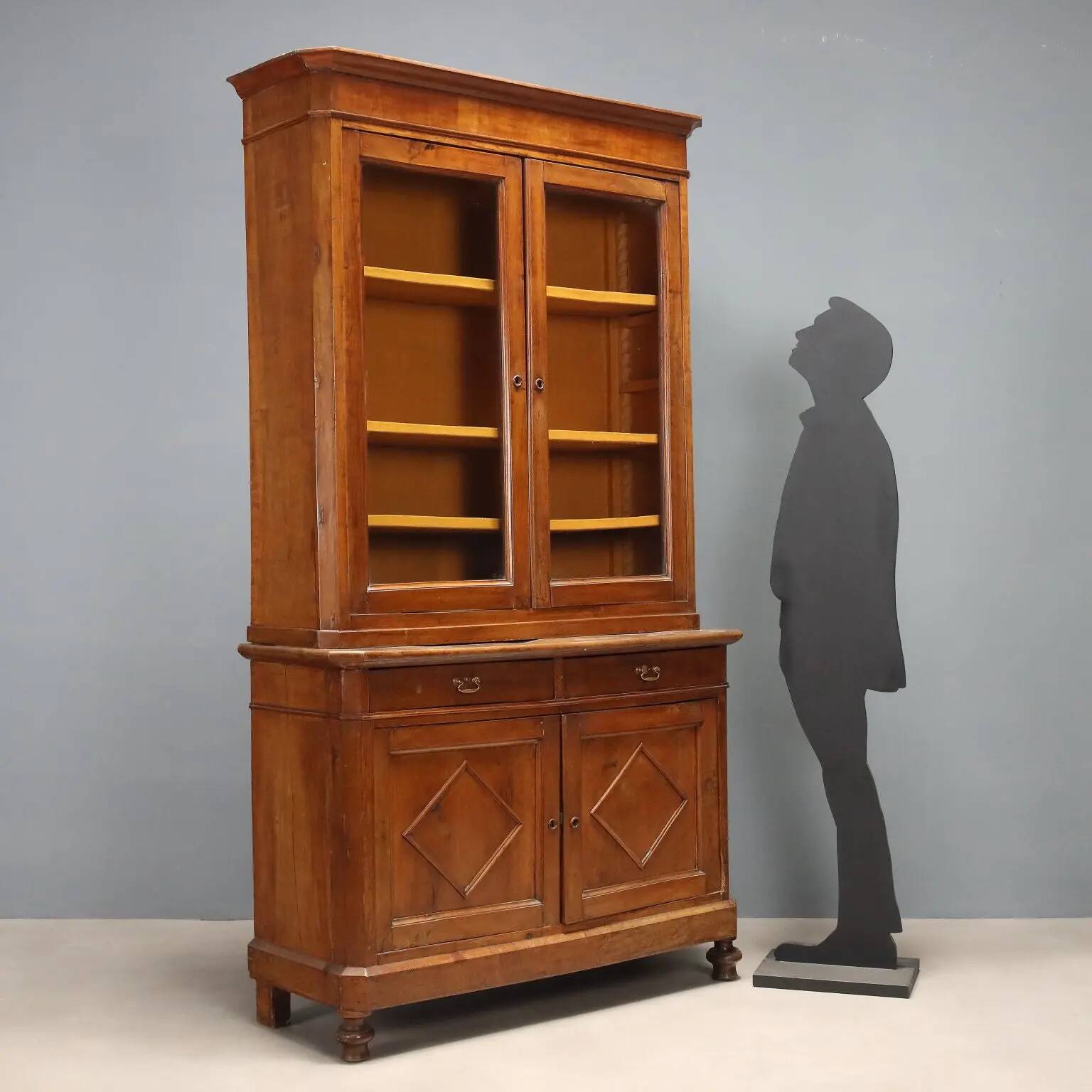 Antique walnut display cabinet, Italy, 19th century