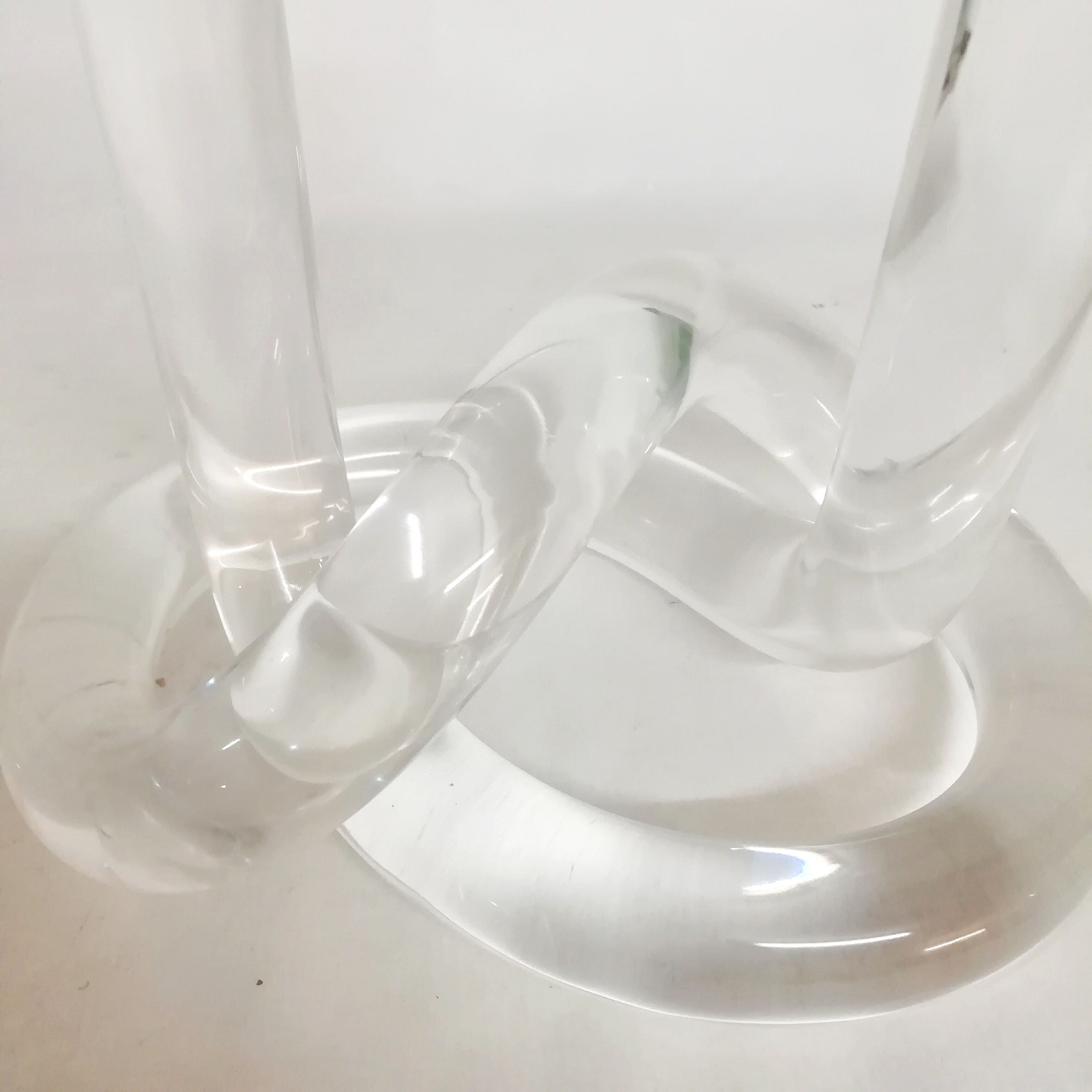 Pair of Dorothy Thorpe's "pretzel" lucite candlestiks 1960