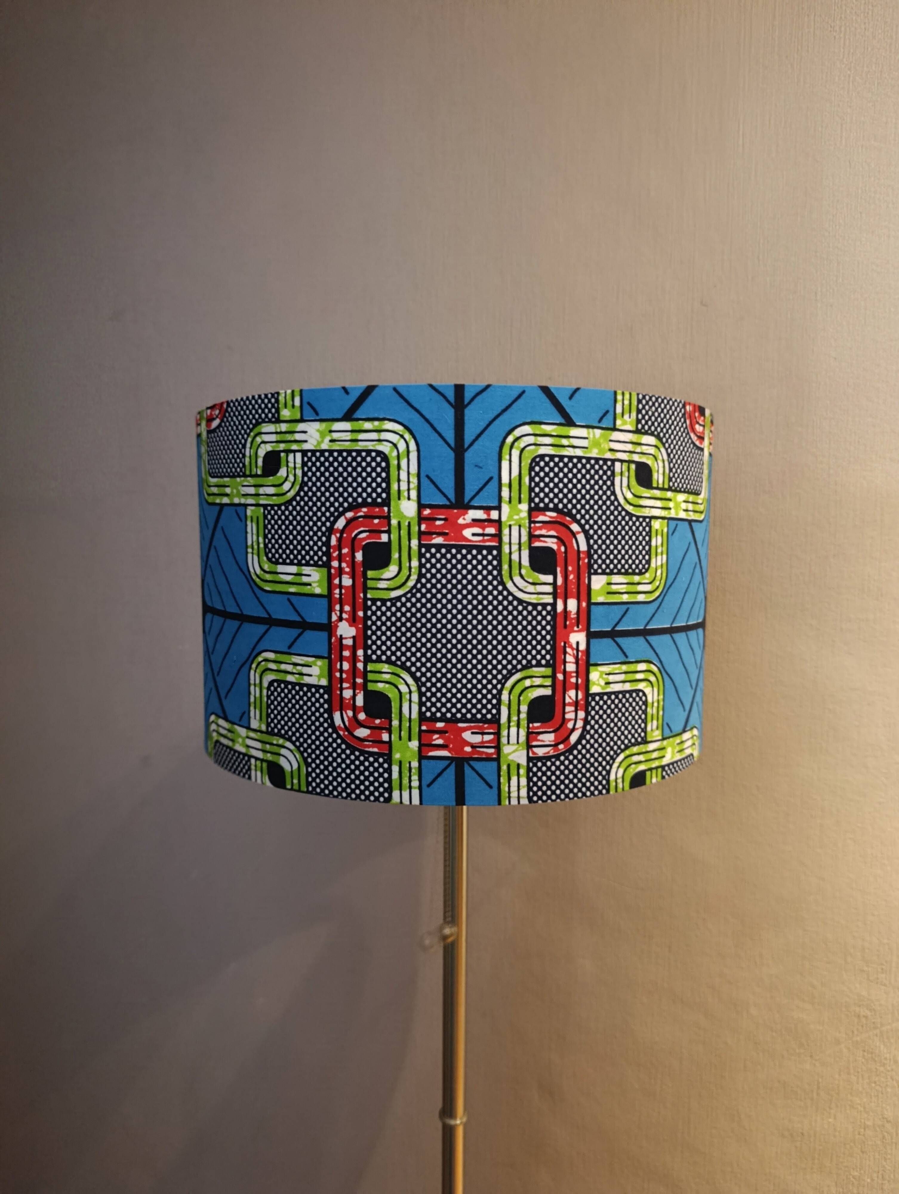 XL lampshade/suspension with printed ethnic graphic wax